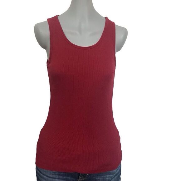 Lola Red Ribbed Stretchy Racerback Tank Top size xl - Picture 7 of 7